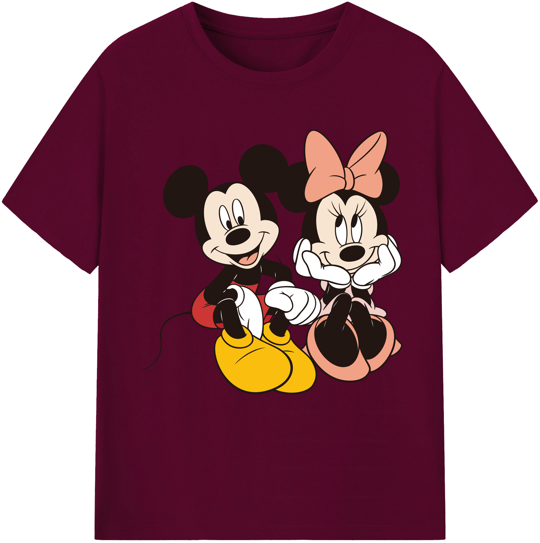 （画像用） ミッキーマウス Mickey Mouse レディースカジュアルプリントTシャツ（綿100％）